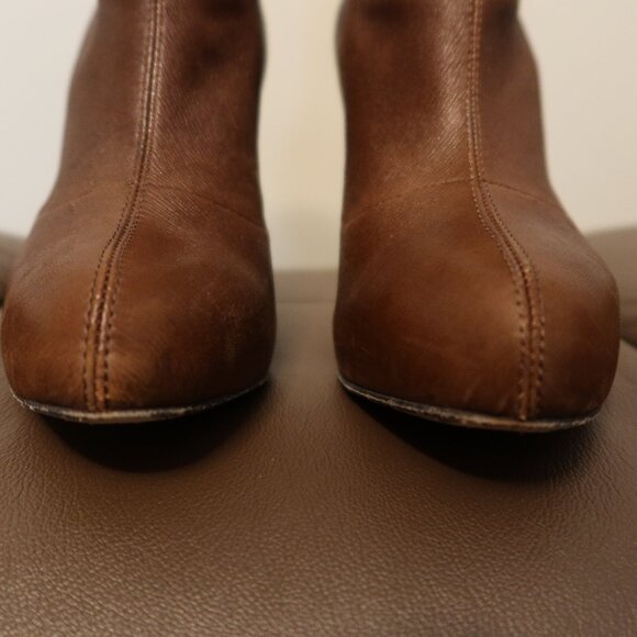 $880 Brian Atwood Angie 120 stiletto boots brown leather Made in Italy size 37 - Picture 7 of 16